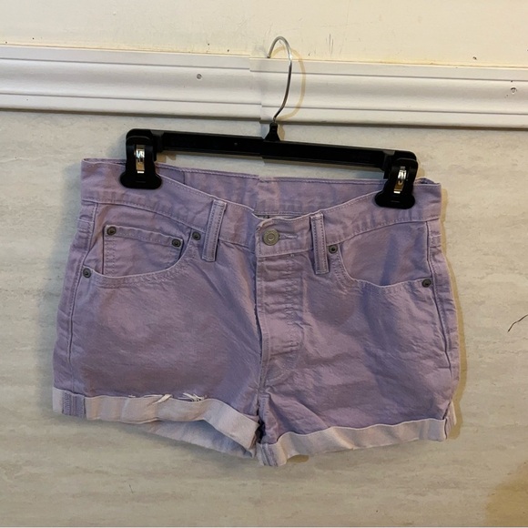Levi's
501 High Rise Women's Colored Denim Shorts in Lavender - Picture 2 of 7